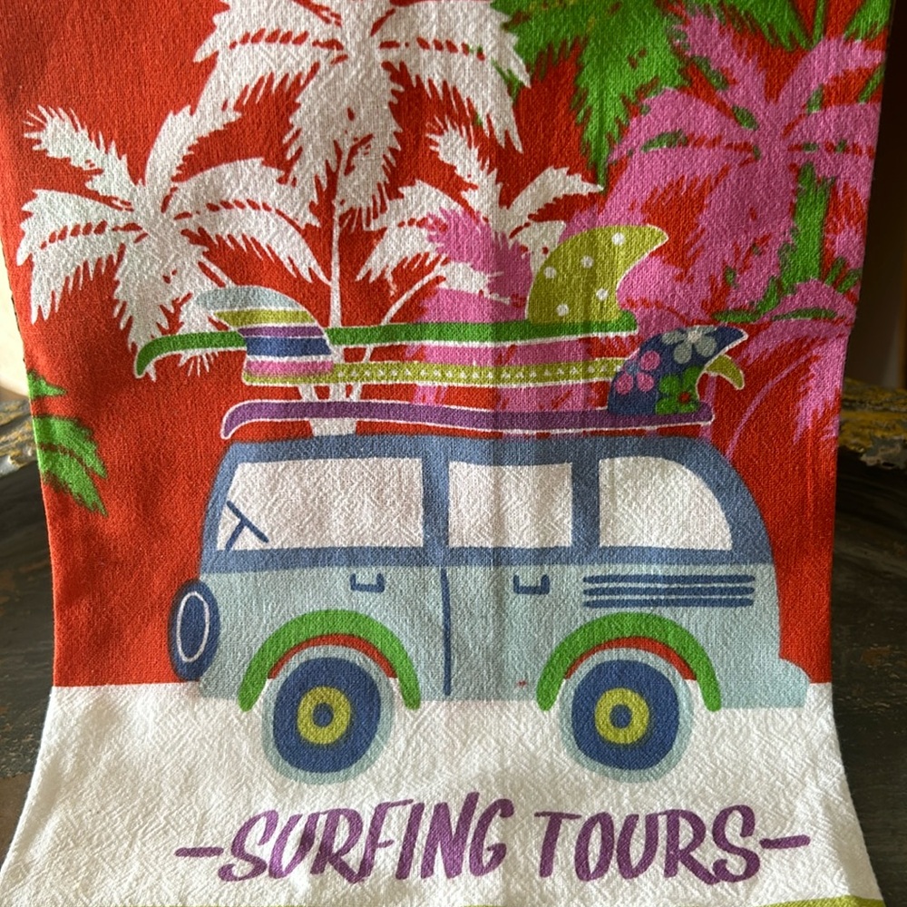 NWT Set of 2 Flour Sack Cloth Surfing Tours Dish Towels